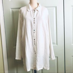 Hot Cotton By Marc Ware 💯 Linen Oversize Shirt Top Size XL White